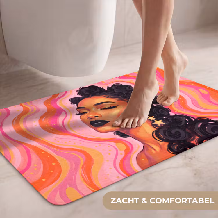 Wc Mat - Vrouw - Portret - Abstract - Kleurrijk - Roze — 7