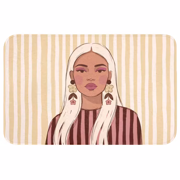 Wc Mat - Vrouw - Portret - Illustratie - Modern - Roze — 1