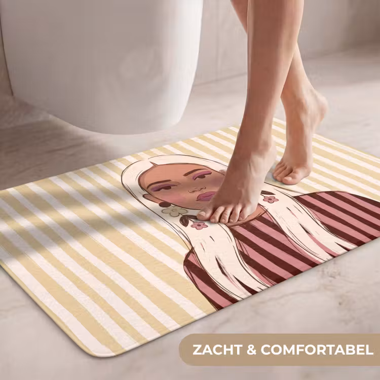 Wc Mat - Vrouw - Portret - Illustratie - Modern - Roze — 7