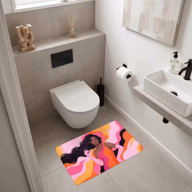 Wc Mat - Vrouw - Portret - Kleurrijk - Modern - Kunst — 6