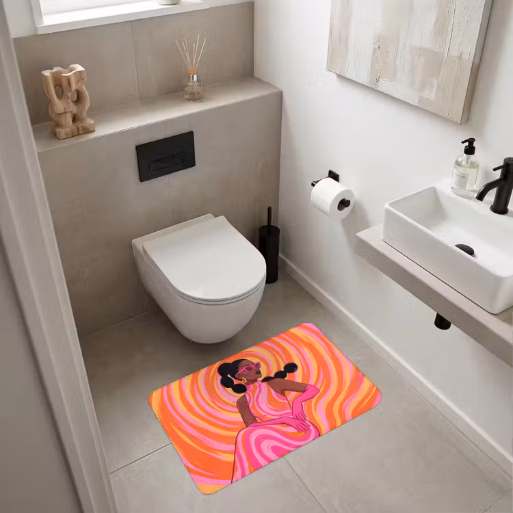 Wc Mat - Vrouw - Portret - Kunst - Abstract - Roze — 6