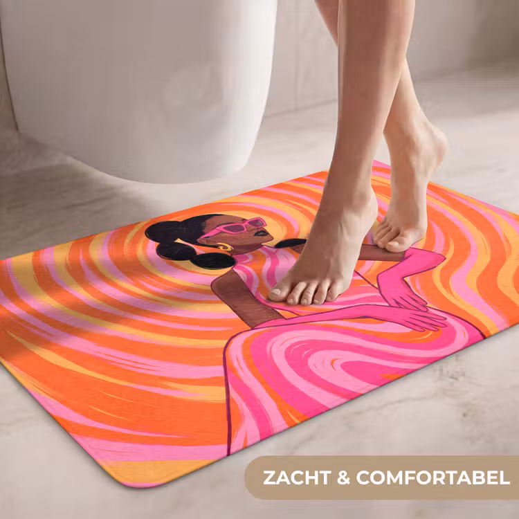 Wc Mat - Vrouw - Portret - Kunst - Abstract - Roze — 7