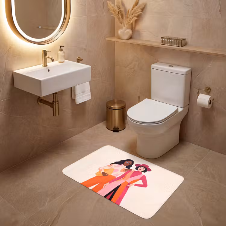 Wc Mat - Vrouw - Twee - Mode - Abstract - Kleurrijk — 4