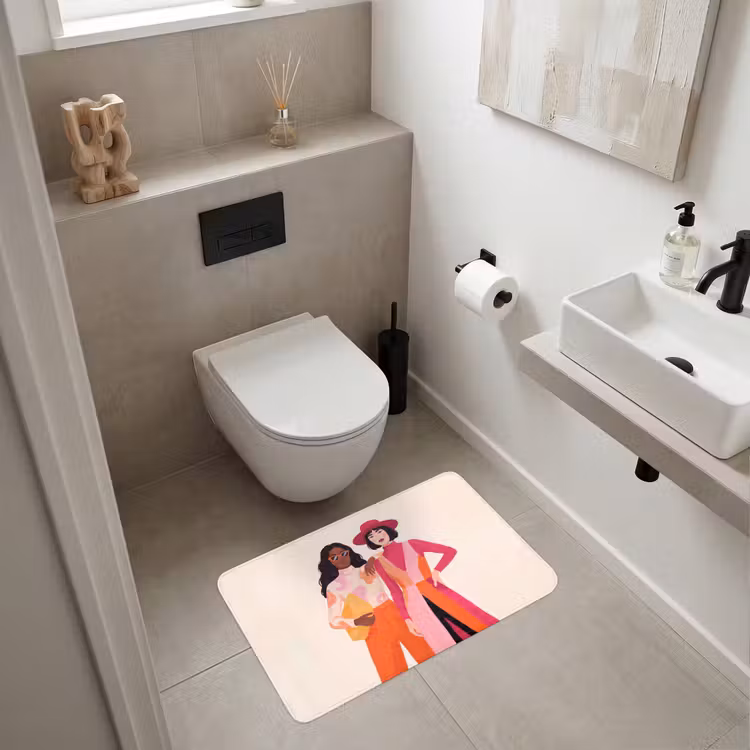 Wc Mat - Vrouw - Twee - Mode - Abstract - Kleurrijk — 6