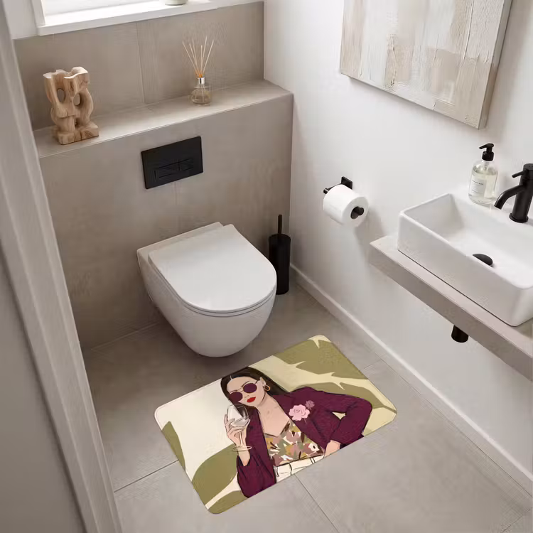 Wc Mat - Vrouw - Wijn - Portret - Mode - Modern — 6