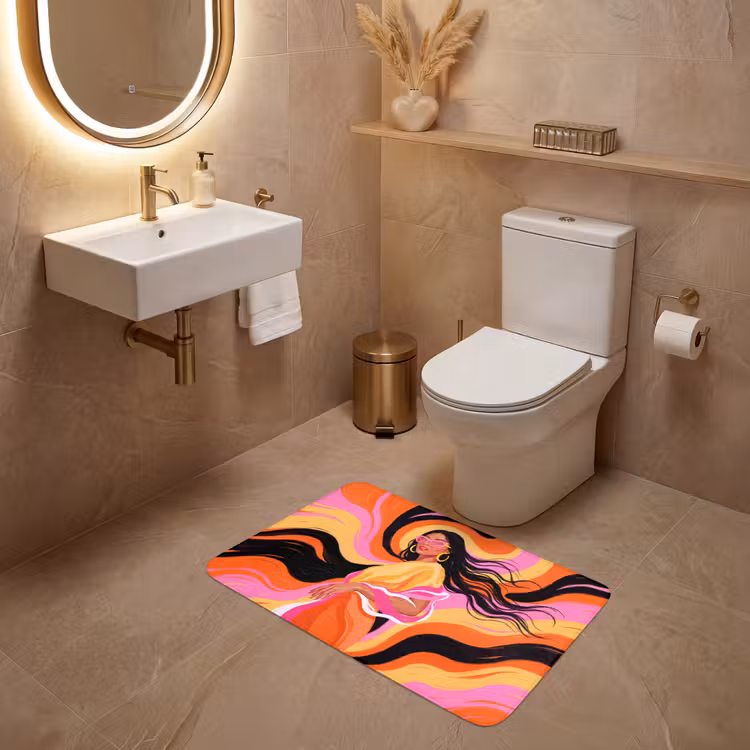 Wc Mat - Vrouw - Zonnebril - Abstract - Kleurrijk — 4