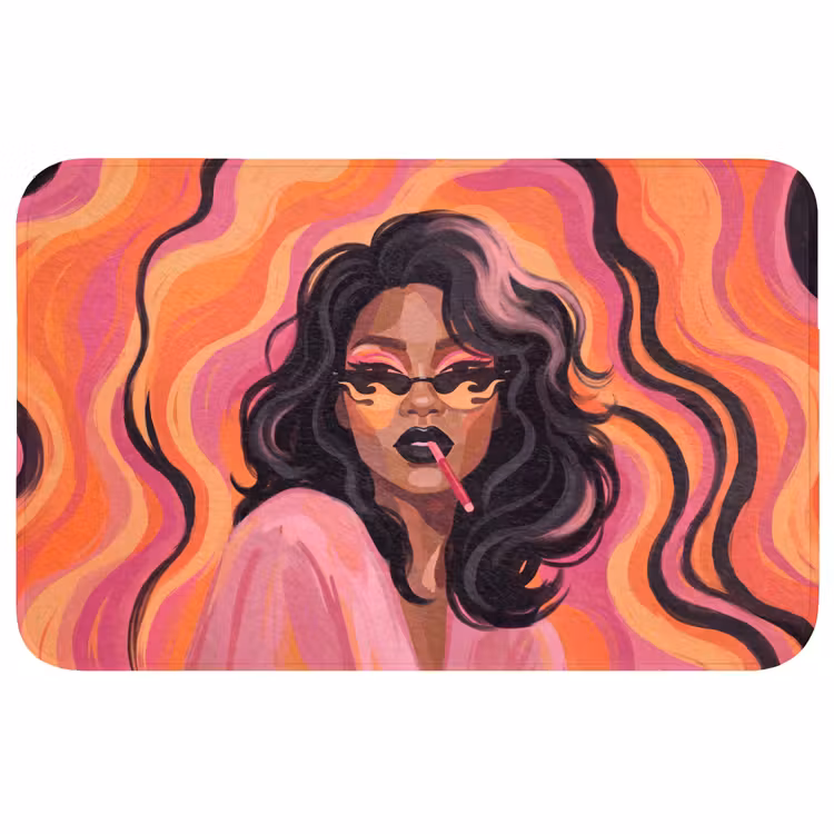 Wc Mat - Vrouw - Zonnebril - Modern - Portret - Oranje — 1