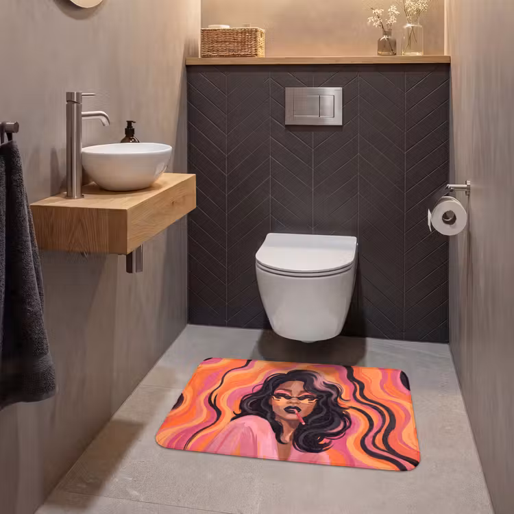Wc Mat - Vrouw - Zonnebril - Modern - Portret - Oranje — 2