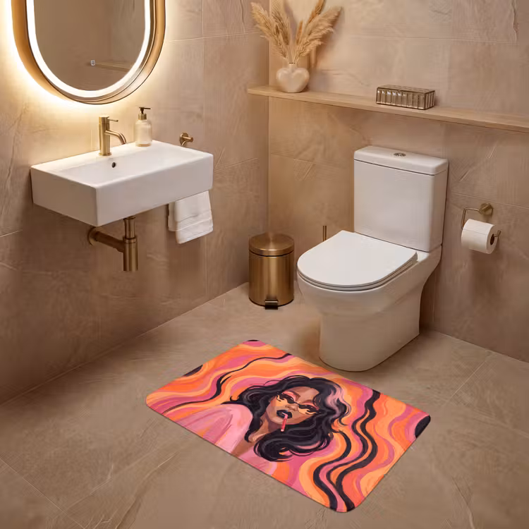 Wc Mat - Vrouw - Zonnebril - Modern - Portret - Oranje — 4