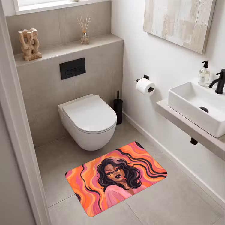 Wc Mat - Vrouw - Zonnebril - Modern - Portret - Oranje — 6