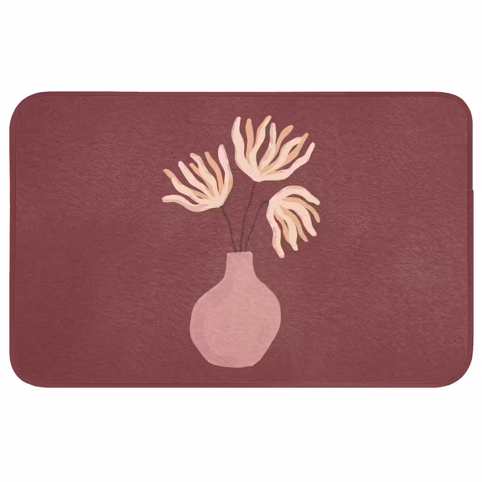 Wc Mat - Bloemen - Vaas - Abstract - Modern - Aardetinten — 1