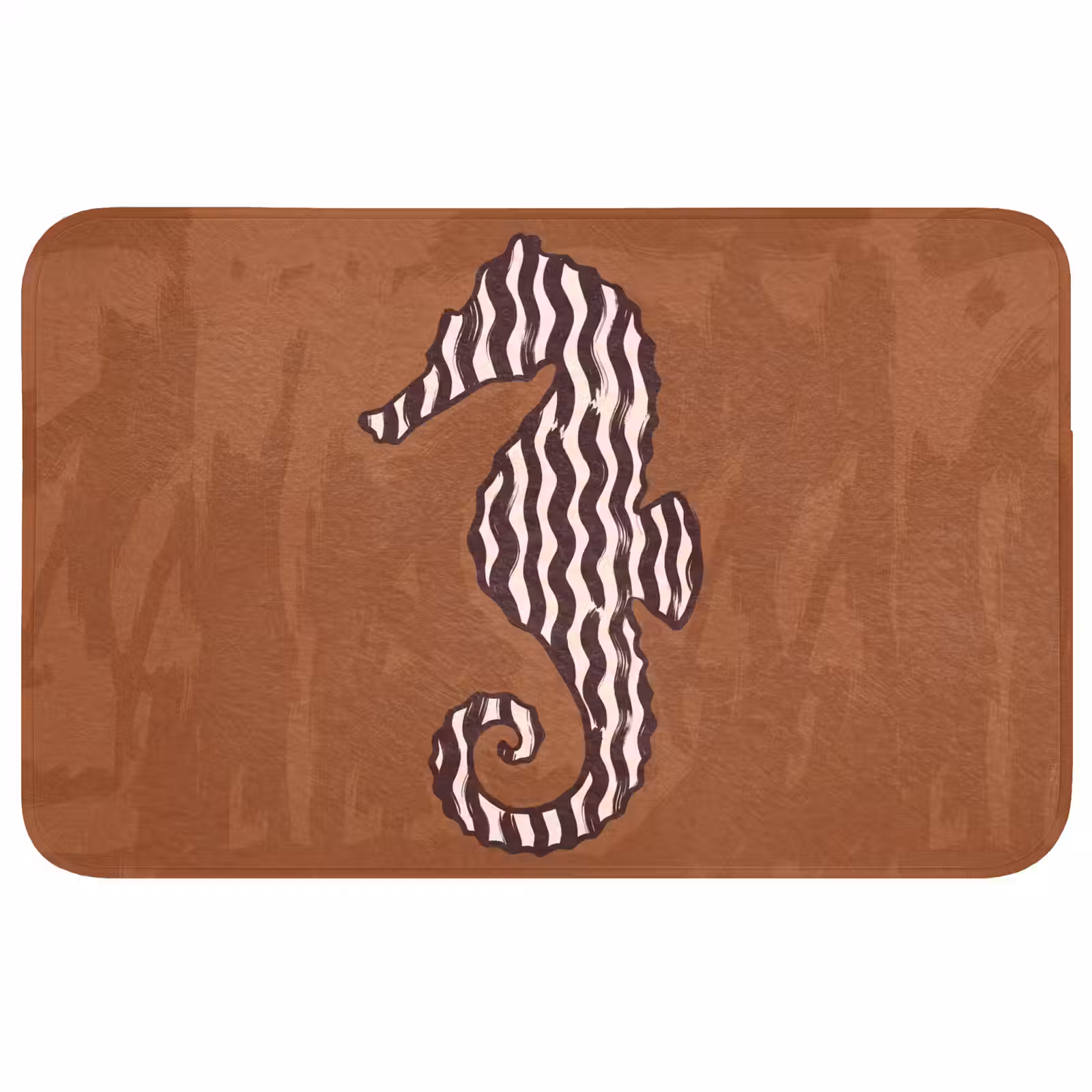 Wc Mat - Dieren - Zeepaardje - Abstract - Bruin - Strepen — 1