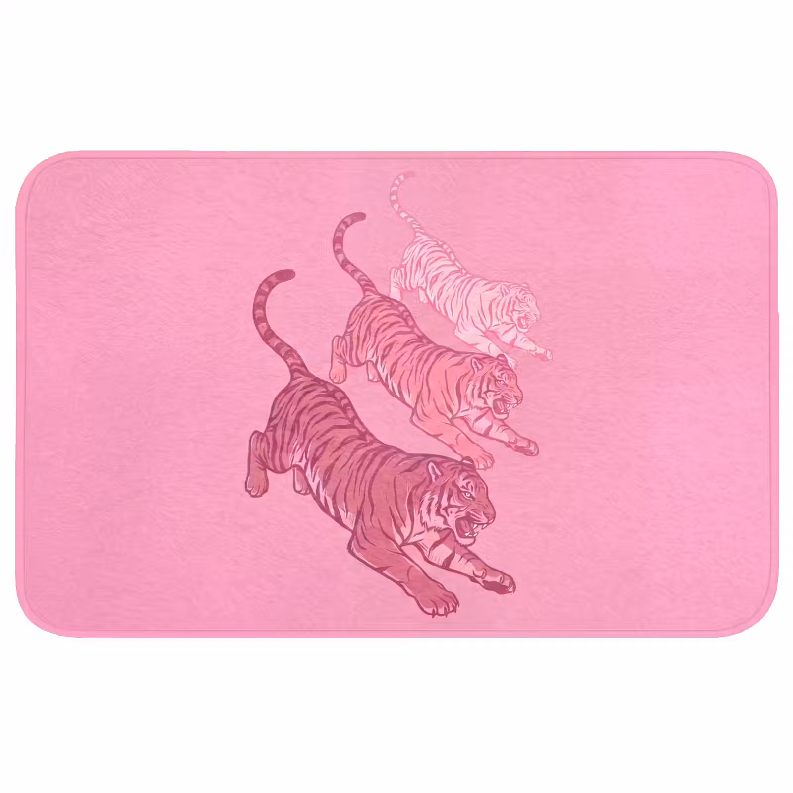 Wc Mat - Kat - Springend - Dieren - Roze - Modern — 1