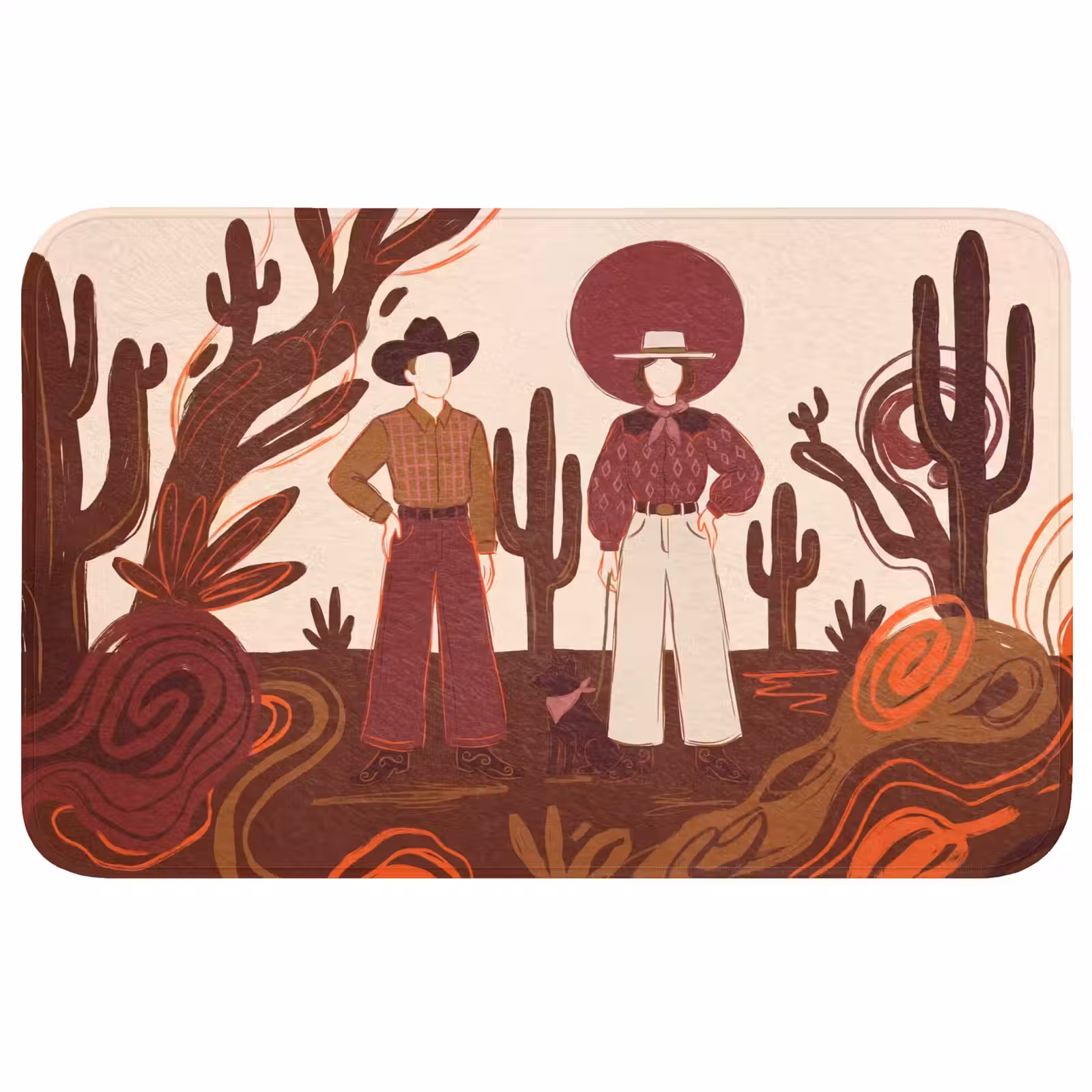 Wc Mat - Mensen - Cowboykleding - Westerse stijl - Illustratie - Bruin — 1