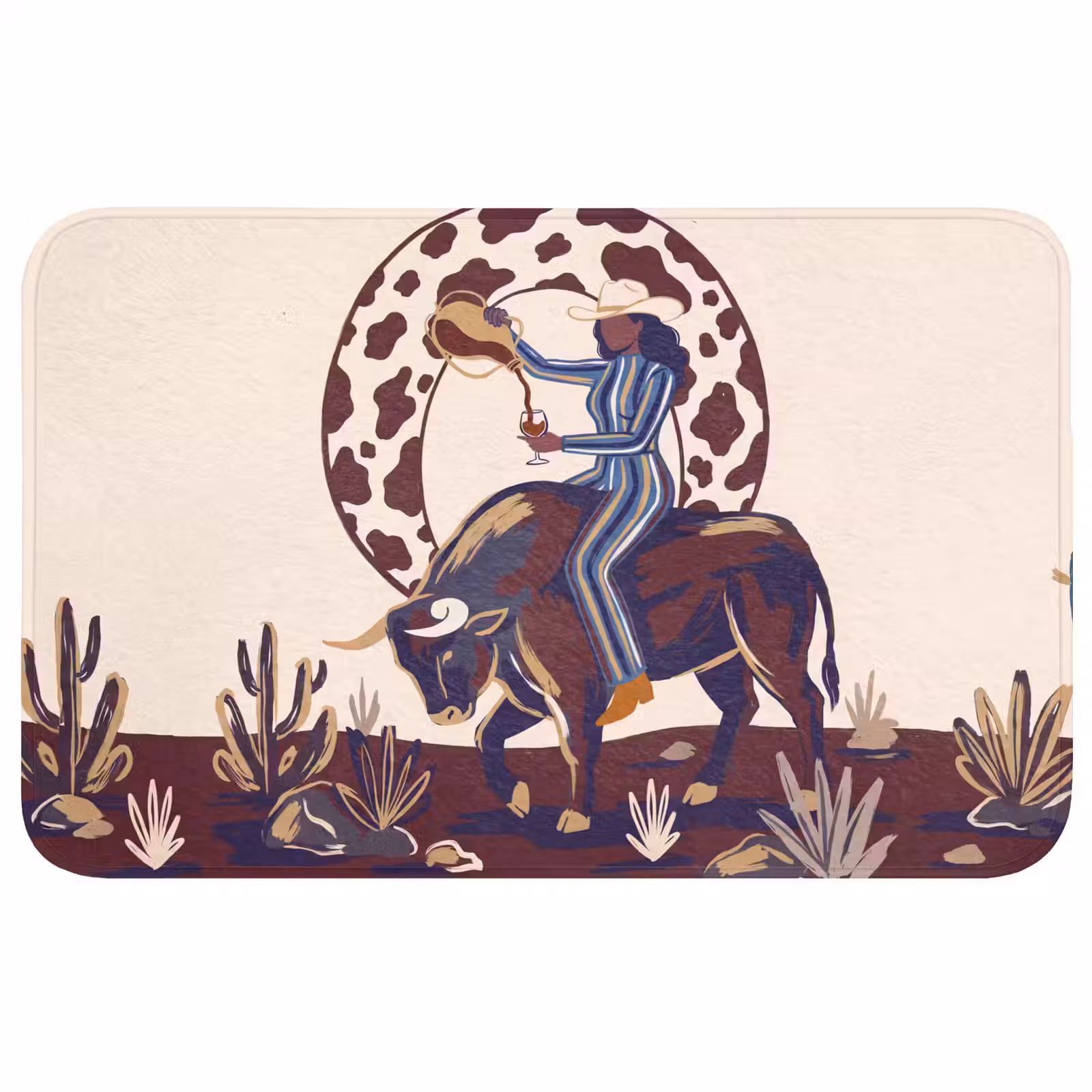 Wc Mat - Mensen - Dieren - Cowboy - Abstract - Kleurrijk — 1