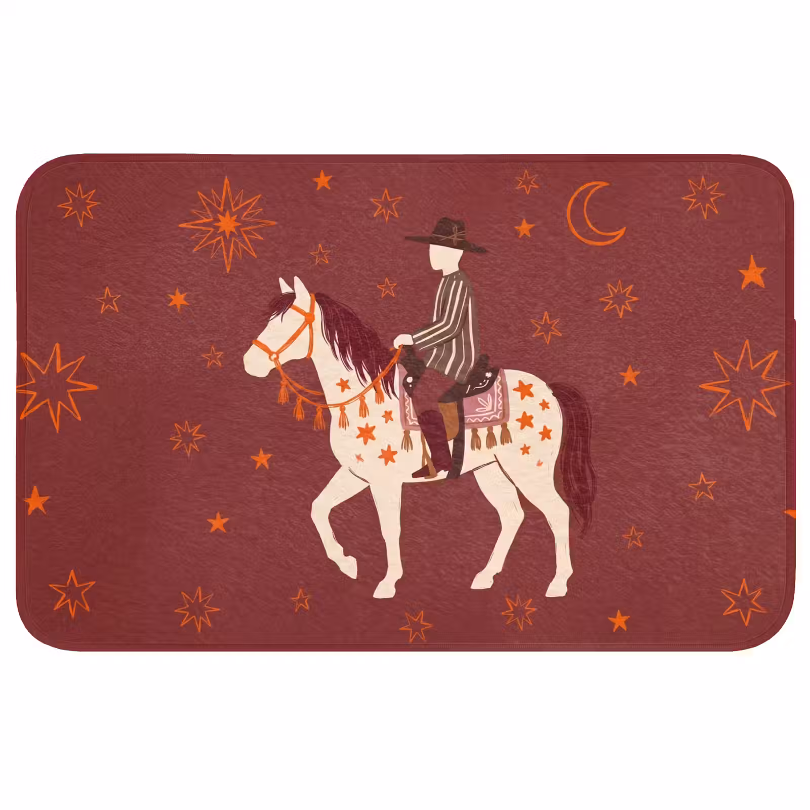 Wc Mat - Paard - Ruiter - Sterren - Nacht - Illustratie — 1
