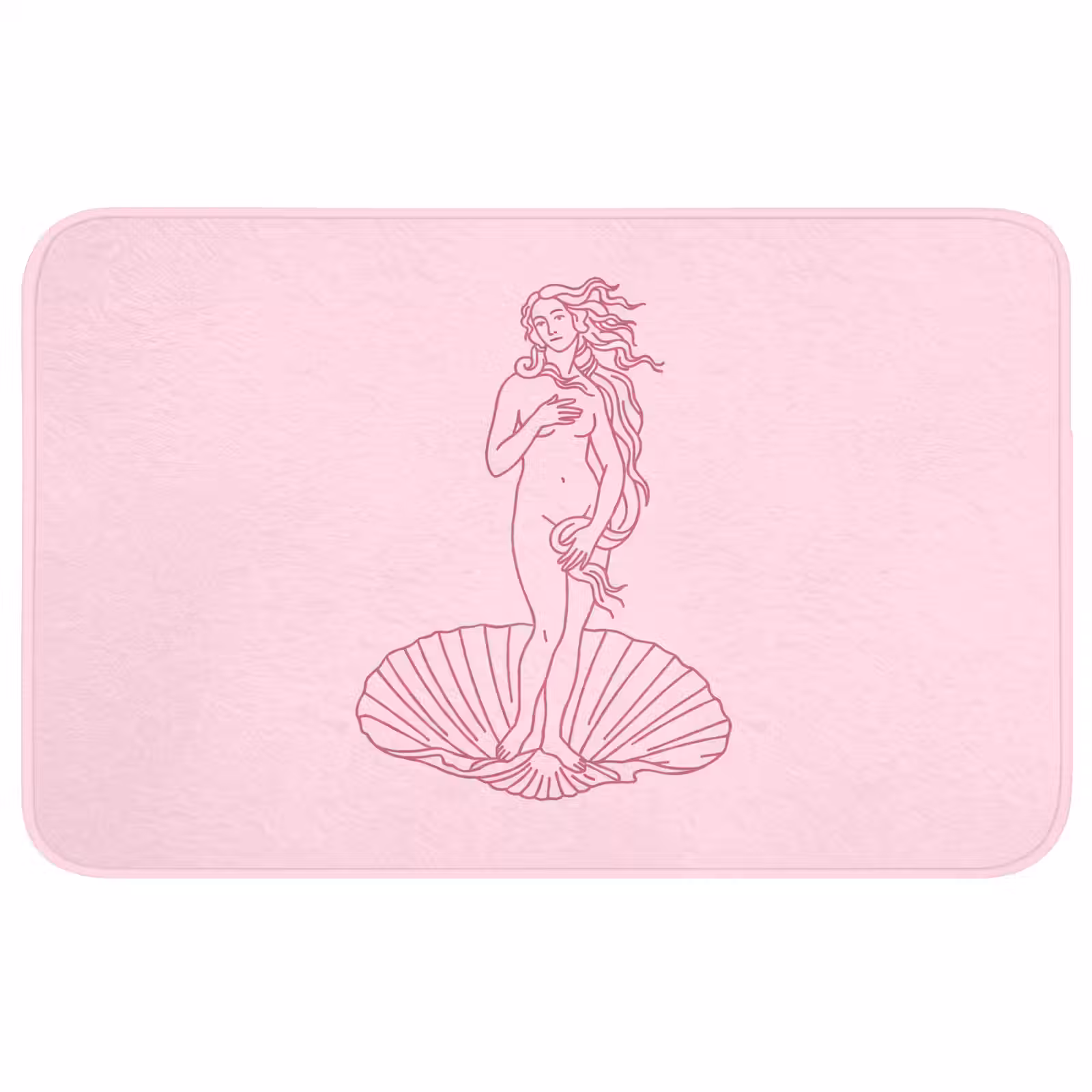 Wc Mat - Vrouw - Schelp - Kunst - Lijntekening - Roze — 1