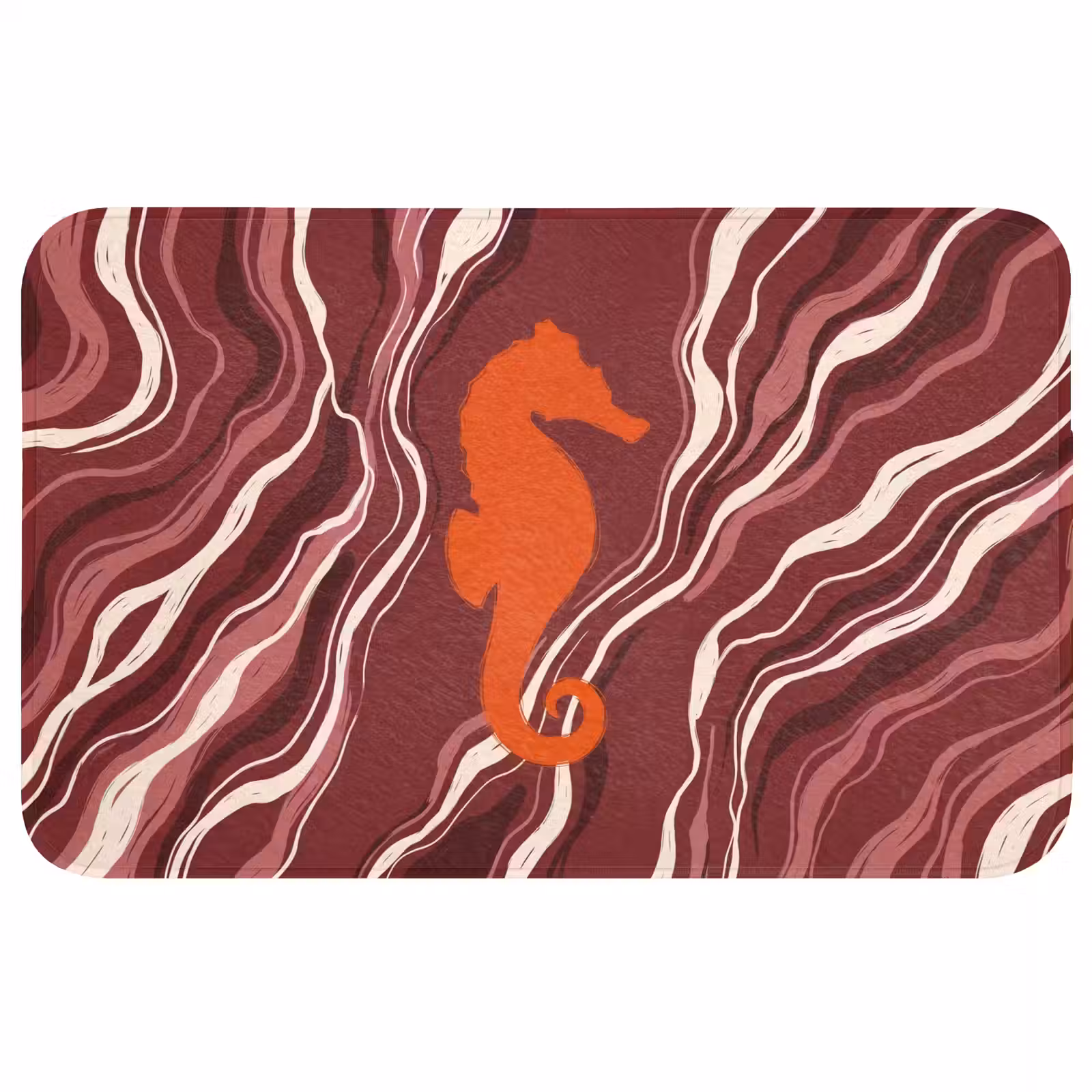 Wc Mat - Zeepaardje - Golven - Zeeleven - Abstract - Oranje — 1