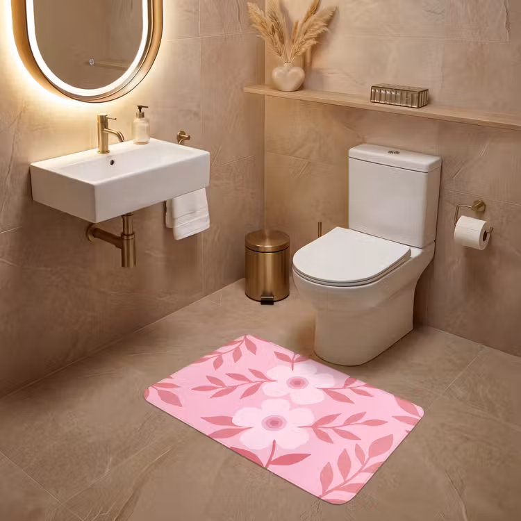 Wc Mat - Bloemen - Abstract - Modern - Roze - Natuur — 4