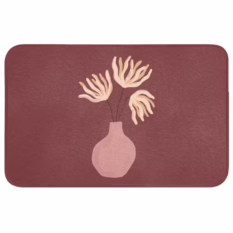 Wc Mat - Bloemen - Vaas - Abstract - Modern - Aardetinten — 1