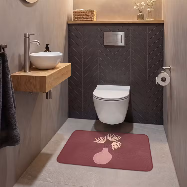 Wc Mat - Bloemen - Vaas - Abstract - Modern - Aardetinten — 2