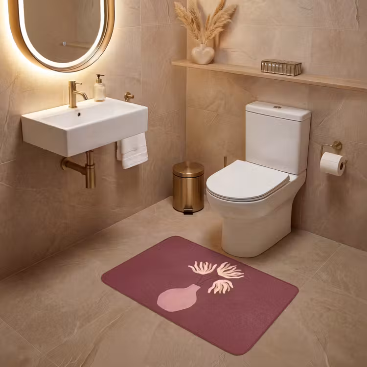 Wc Mat - Bloemen - Vaas - Abstract - Modern - Aardetinten — 4