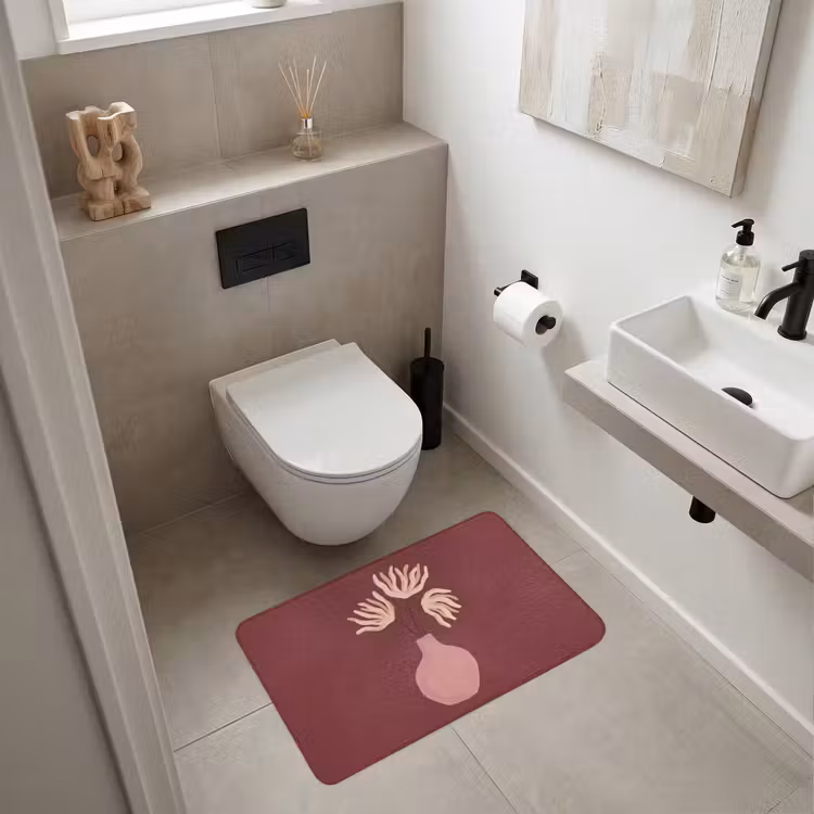 Wc Mat - Bloemen - Vaas - Abstract - Modern - Aardetinten — 6