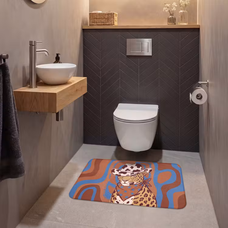 Wc Mat - Dieren - Cowboyhoed - Modern - Illustratie - Bruin — 2