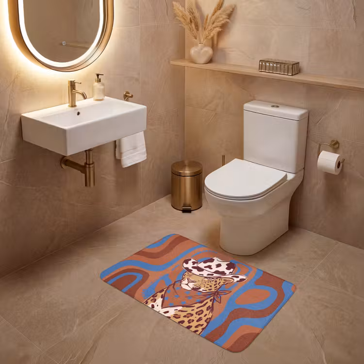 Wc Mat - Dieren - Cowboyhoed - Modern - Illustratie - Bruin — 4