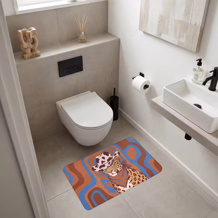 Wc Mat - Dieren - Cowboyhoed - Modern - Illustratie - Bruin — 6