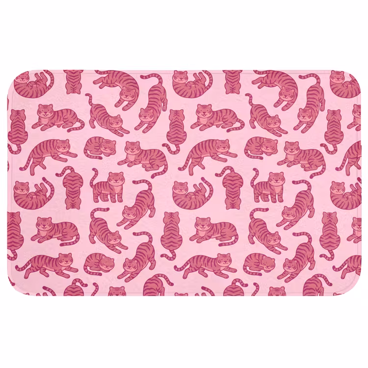 Wc Mat - Dieren - Patroon - Roze - Speels - Cartoon — 1