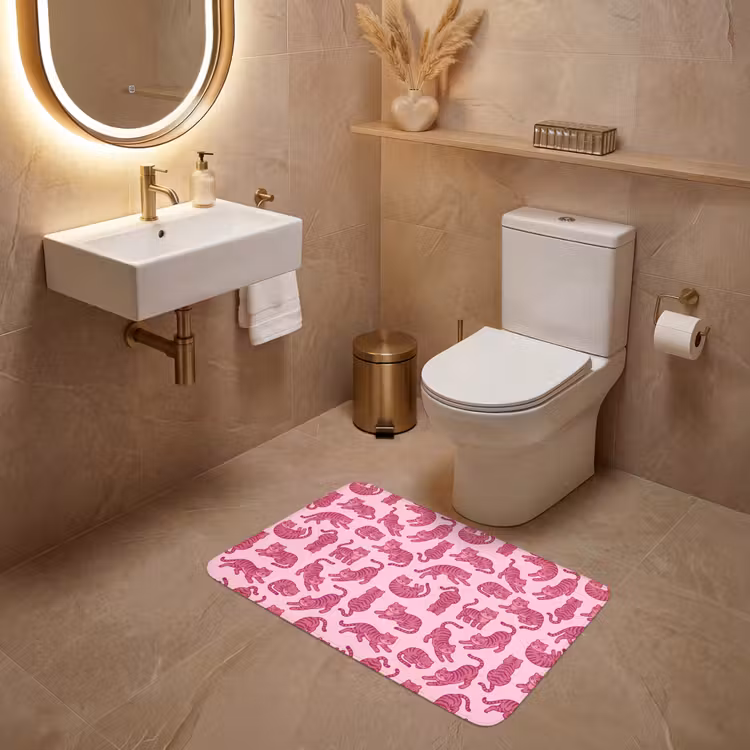 Wc Mat - Dieren - Patroon - Roze - Speels - Cartoon — 4