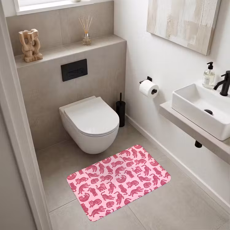 Wc Mat - Dieren - Patroon - Roze - Speels - Cartoon — 6