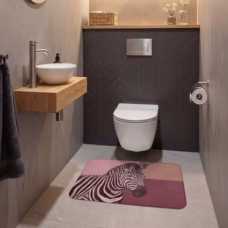 Wc Mat - Dieren - Zebrahoofd - Wildlife - Modern - Bruin — 2