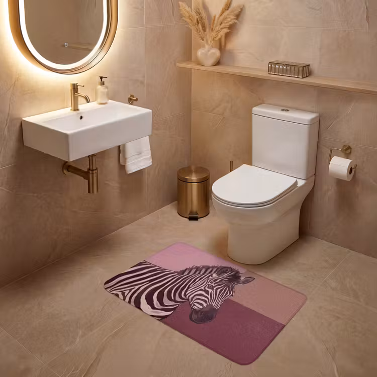 Wc Mat - Dieren - Zebrahoofd - Wildlife - Modern - Bruin — 4