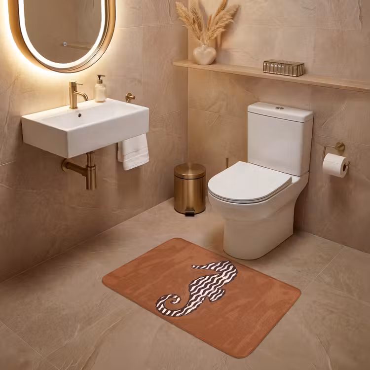 Wc Mat - Dieren - Zeepaardje - Abstract - Bruin - Strepen — 4