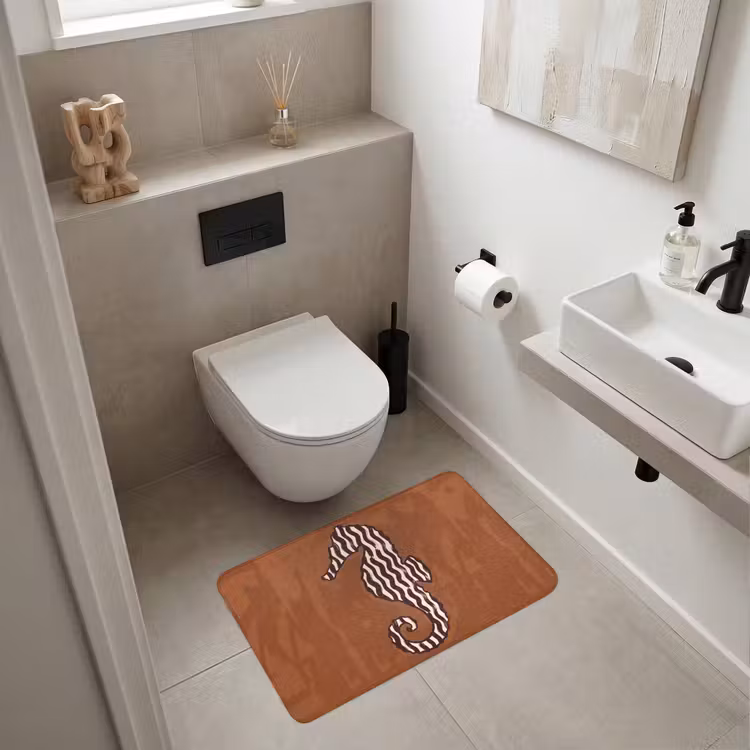 Wc Mat - Dieren - Zeepaardje - Abstract - Bruin - Strepen — 6
