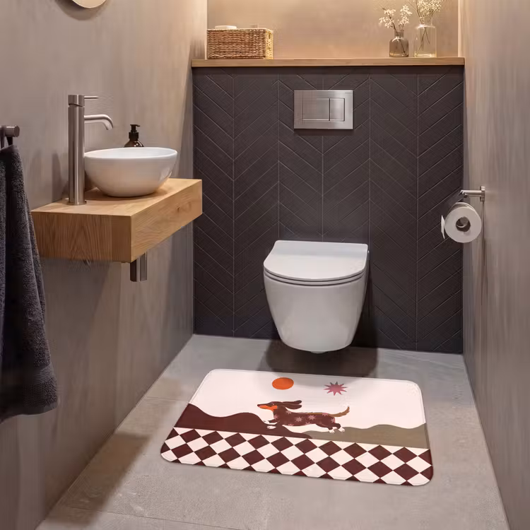 Wc Mat - Hond - Abstract - Dieren - Modern - Bruin — 2