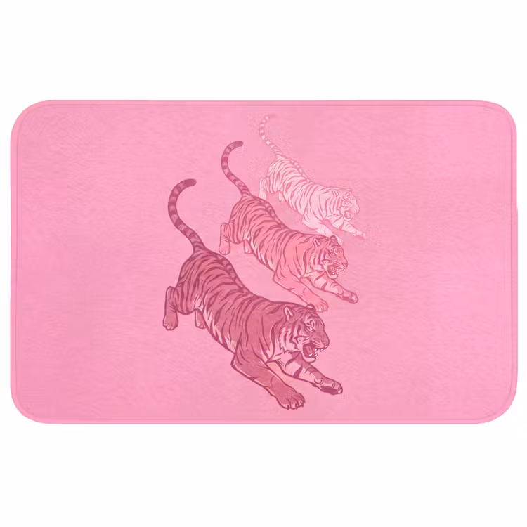 Wc Mat - Kat - Springend - Dieren - Roze - Modern — 1