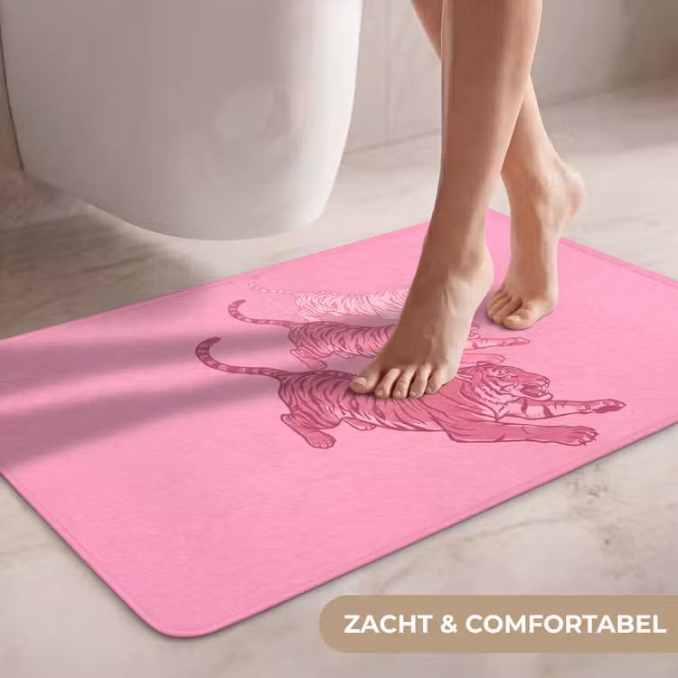 Wc Mat - Kat - Springend - Dieren - Roze - Modern — 7