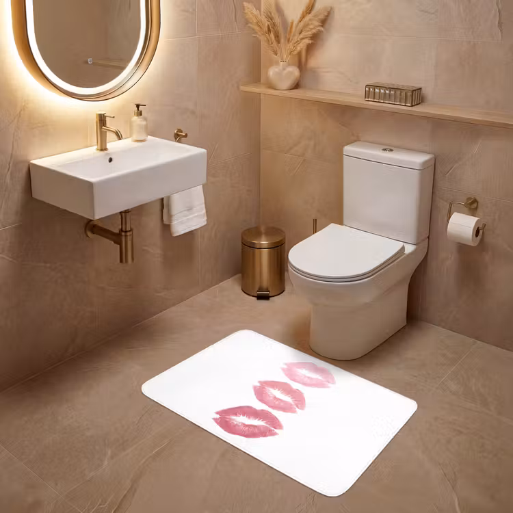 Wc Mat - Lippen - Kusafdruk - Roze - Modern - Abstract — 4