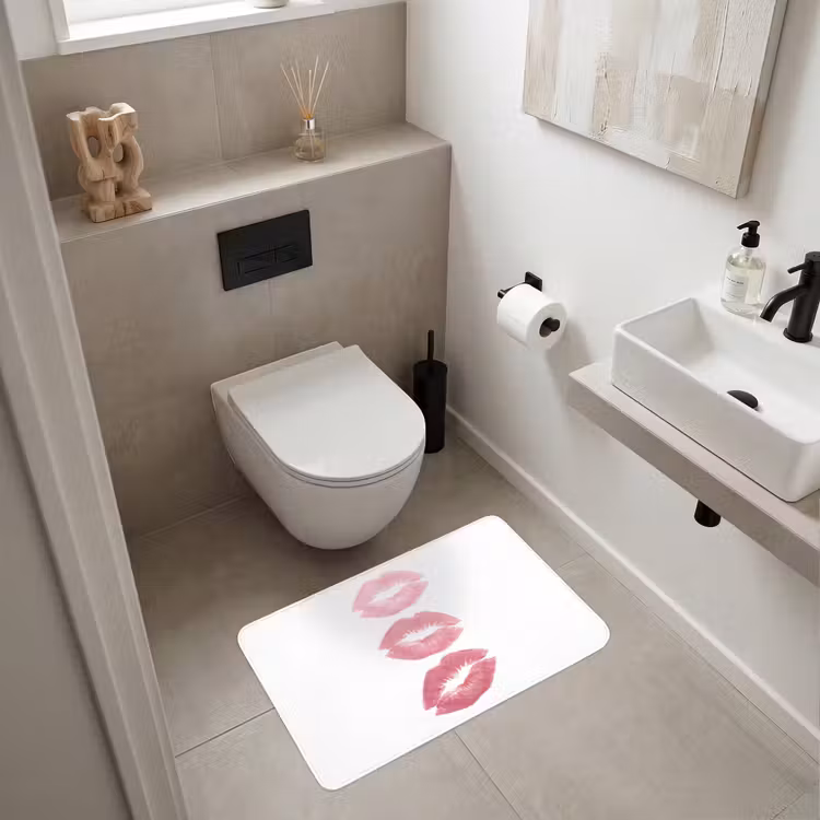 Wc Mat - Lippen - Kusafdruk - Roze - Modern - Abstract — 6