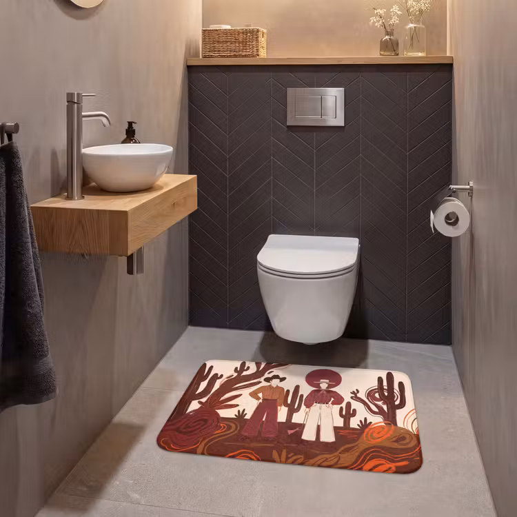 Wc Mat - Mensen - Cowboykleding - Westerse stijl - Illustratie - Bruin — 2