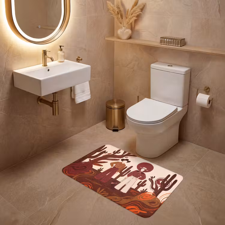Wc Mat - Mensen - Cowboykleding - Westerse stijl - Illustratie - Bruin — 4