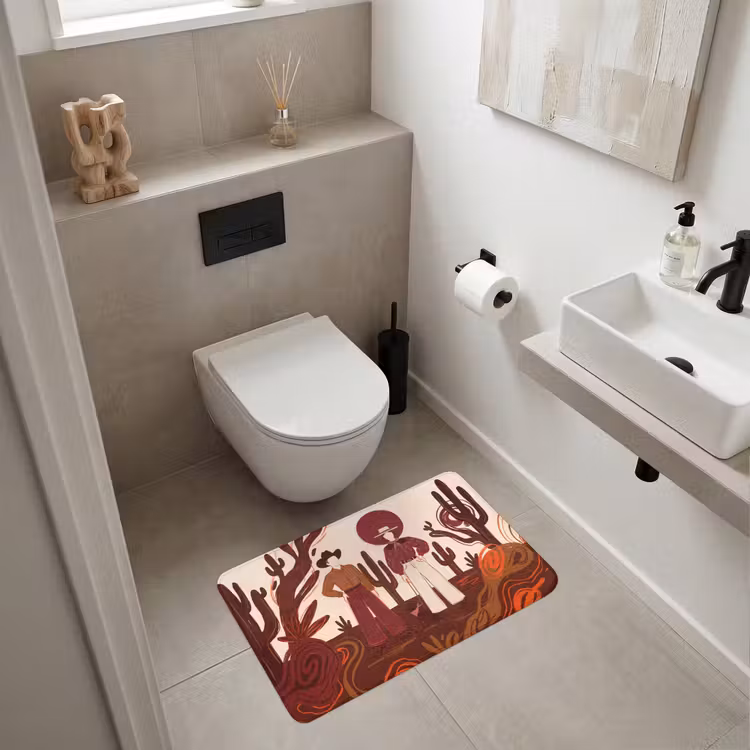 Wc Mat - Mensen - Cowboykleding - Westerse stijl - Illustratie - Bruin — 6