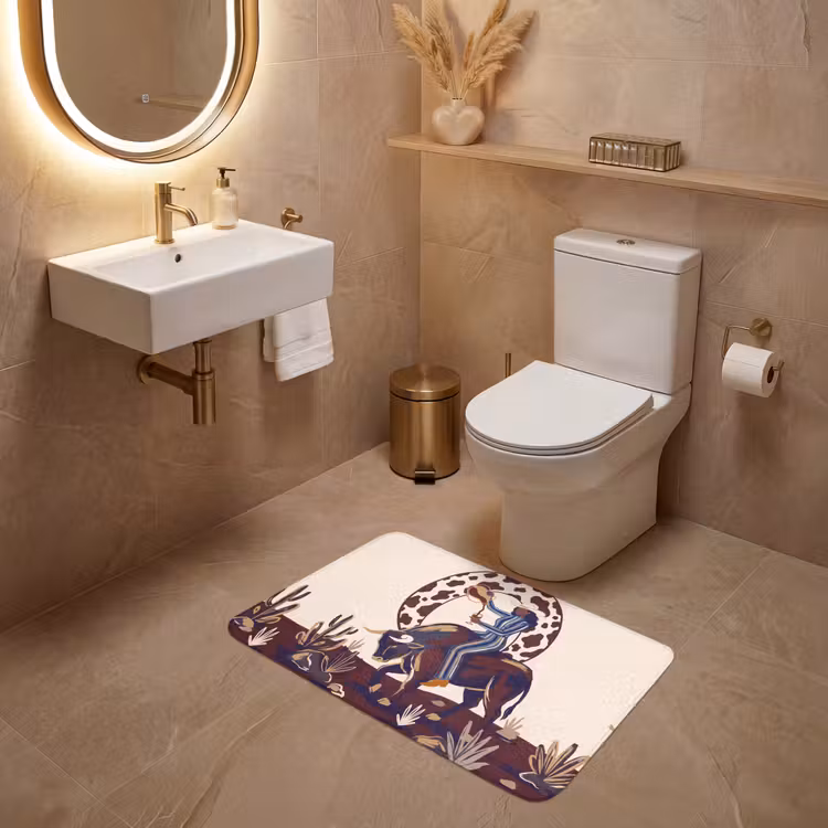 Wc Mat - Mensen - Dieren - Cowboy - Abstract - Kleurrijk — 4