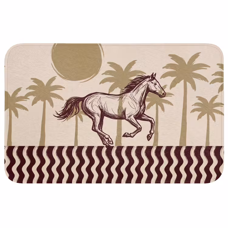 Wc Mat - Paard - Galopperend - Woestijn - Illustratie — 1