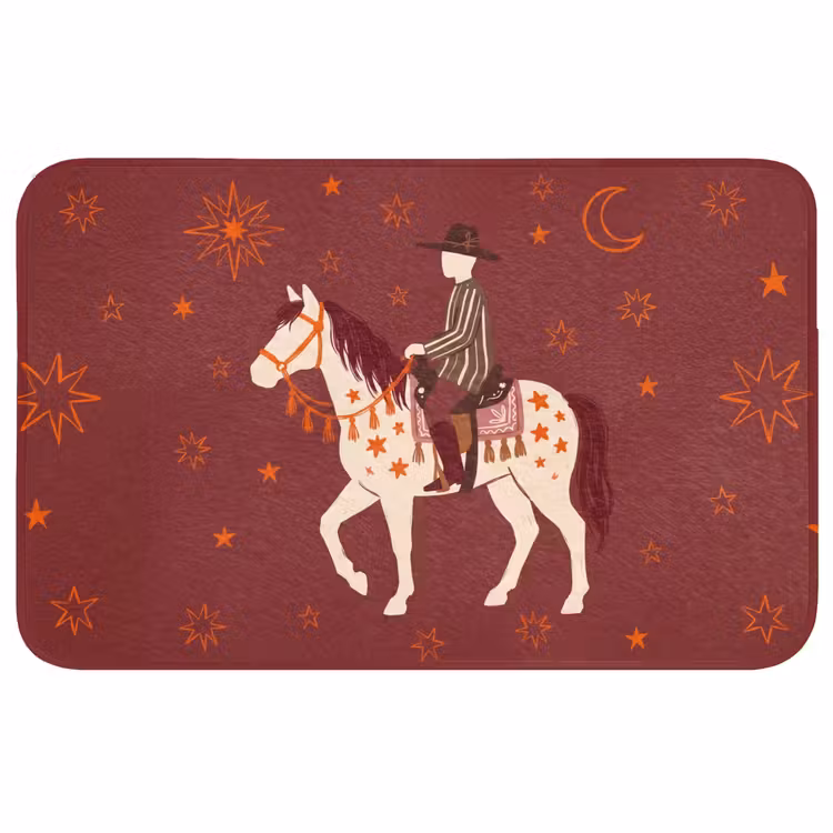 Wc Mat - Paard - Ruiter - Sterren - Nacht - Illustratie — 1