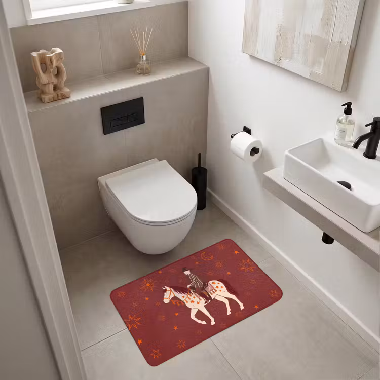 Wc Mat - Paard - Ruiter - Sterren - Nacht - Illustratie — 6
