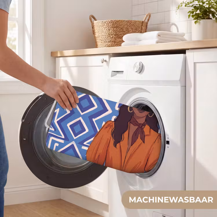 Wc Mat - Vrouw - Cowboyhoed - Portret - Modern - Blauw — 5